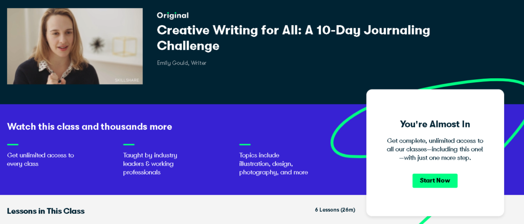 Best Skillshare Classes & Courses: Emily Gould Teaches "Creative Writing for All: A 10-Day Journaling Challenge" 