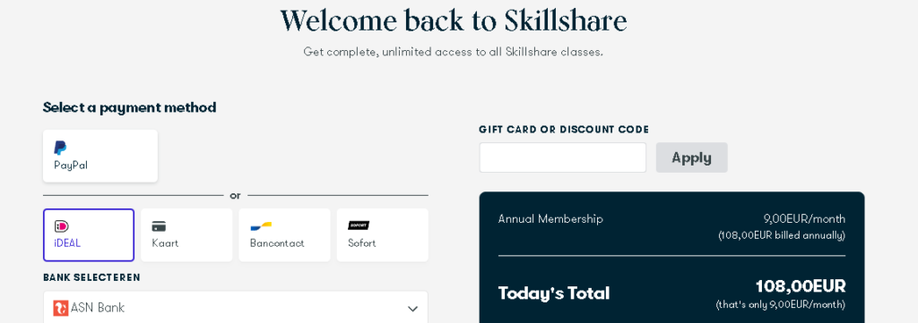 Skillshare vs MasterClass: Skillshare Pricing: