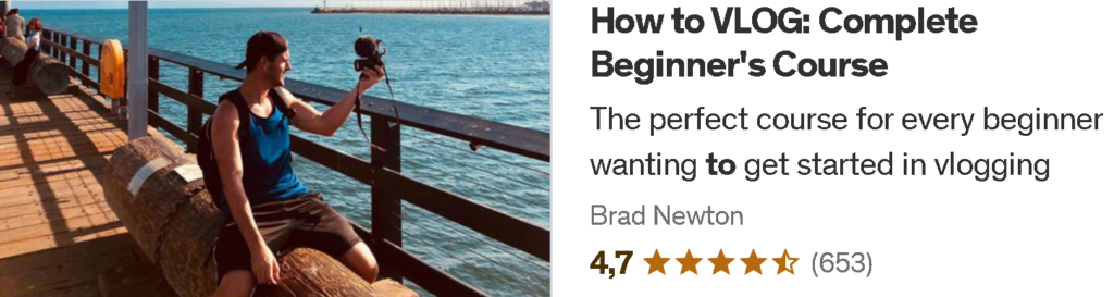 Best Youtube Courses: How to vlog: Complete Beginner's Course by Brad Newton