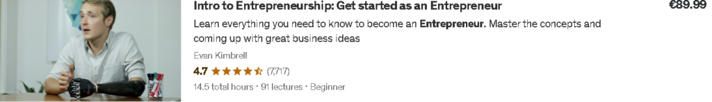 Best Udemy Courses: Intro to Entrepreneurship: Get started as an Entrepreneur