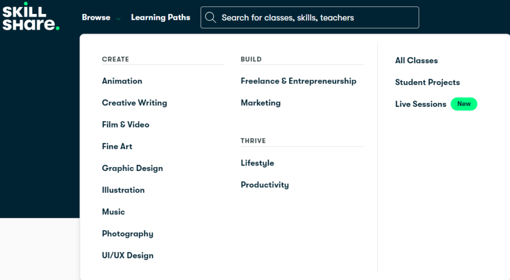 Skillshare vs Udemy: Skillshare Course Offerings