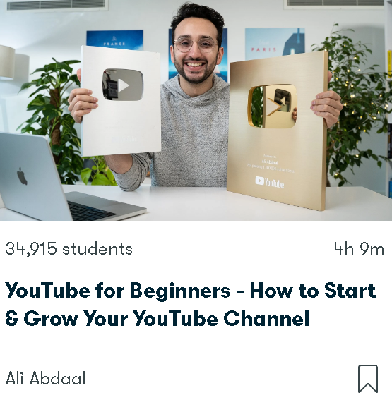 Best Youtube Courses: Youtube for Beginners by Ali Abdaal 