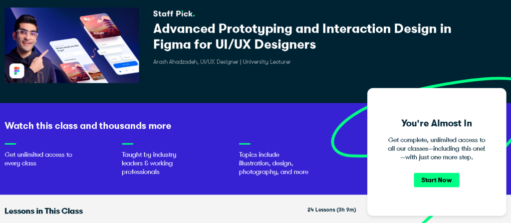 Best Skillshare Classes & Courses: Arash Ahadzadeh Teacdes "Advanced Prototyping and Interaction Design in Figma for UI/UX Designers" 