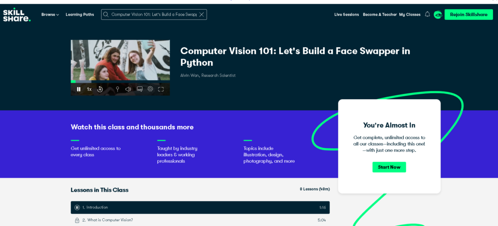 Best Computer Vision Courses: Computer Vision 101: Let's Build a Face Swapper in Python Skillshare