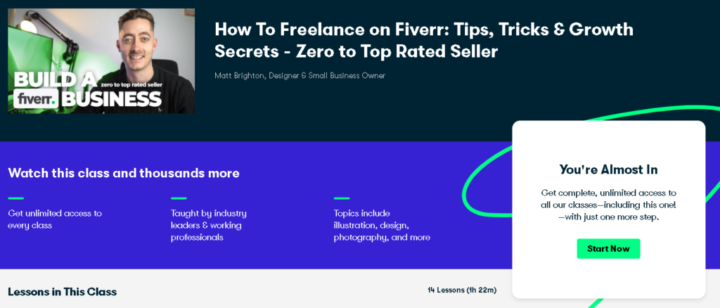 Best Skillshare Classes & Courses: Matt Brighton Teaches "How To Freelance on Fiverr: Tips, Tricks & Growth Secrets - Zero to Top Rated Seller"