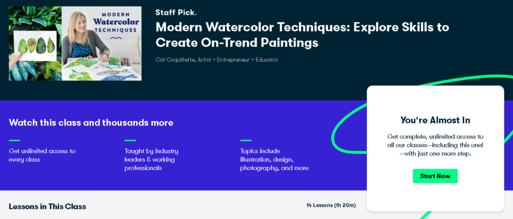 Best SkillshareClasses & Courses: Cat Coquillette Teaches "Modern Watercolor Techniques: Explore Skills to Create On-Trend Paintings" 