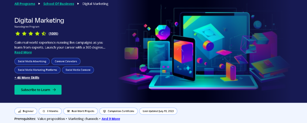 Best Facebook Ads Courses: Digital Marketing Nanodegree with Facebook Ads Track (Udacity)