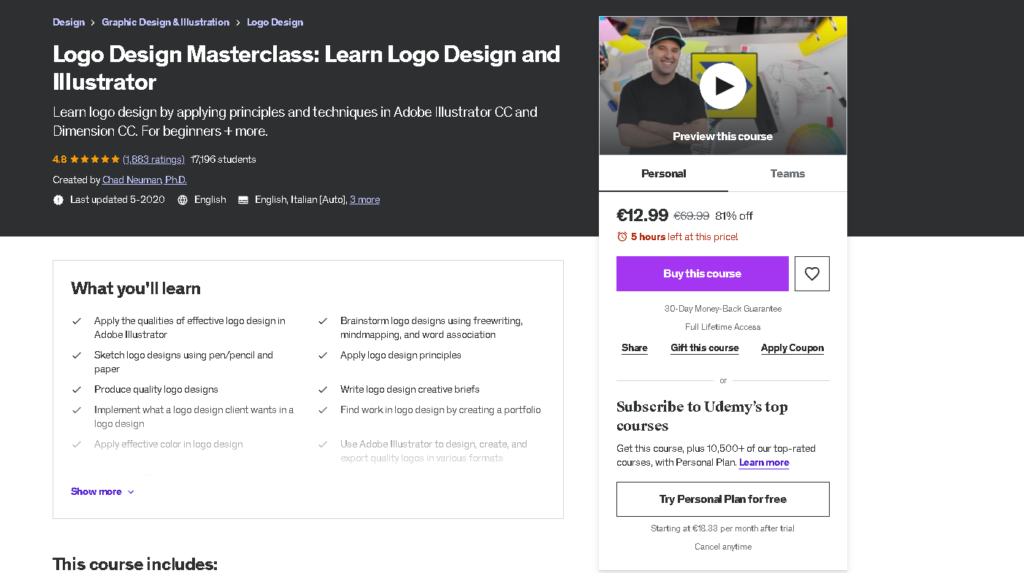 Best Logo Design Courses: Udemy - Logo Design Masterclass: Learn Logo Design and Illustrator